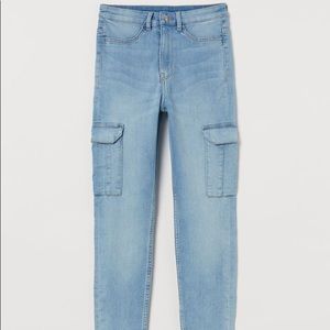 H&M Slim High Cargo Jeans - Light Denim Blue